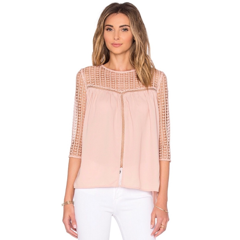 Lace-up Sheer Blouse in Blush